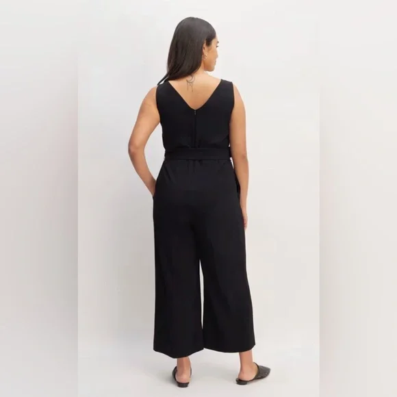 EVERLANE The Triacetate Belted Jumpsuit Black Sz 6 NWT - Picture 3 of 15